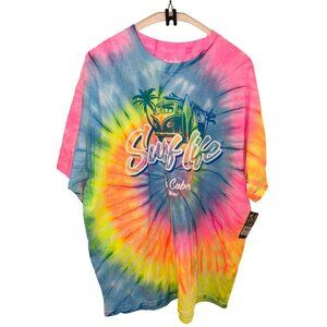 NWT Surf Life Tie-Dye Los Cabos Mexico T-Shirt XL 100% Cotton Skater Surfer